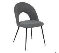 Atmosphera Chaise Raven - Tissu gris chiné, pied métal noir H 81 cm - Lot de 4