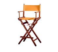Chaise Réalisateur Tabouret Pliant Léger Portable Director Make Up Hôtel Restaurant Maison Véranda Bar Maquillage Bois De Hêtre Tissu Haut Maquilleur Refermable (Fond acajou - Toile orange)