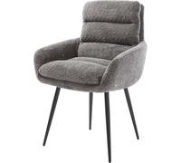 Chaise-rembourrée Abelia-Flex avec accoudoirs 4 Pieds Coniques Noir bouclé Gris