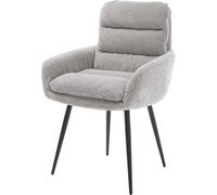 Chaise-rembourrée Abelia-Flex avec accoudoirs 4 Pieds Coniques Noir côtelé Gris argenté