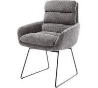 Chaise-rembourrée Abelia-Flex avec accoudoirs Pied trapèze Noir bouclé Gris