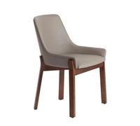 Chaise rembourrée - ANGEL CERDA - Simili cuir et pieds bois de frêne - Gris - L 59 x P 60 x H 80 cm
