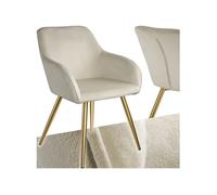 Chaise Rembourrée aspect velours Dossier ergonomique crème/or