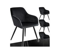 Chaise - TECTAKE - Lot de 4 chaises MARILYN effet velours style scandinave rembourrée, pieds acier noir, 58 x 62 x 82 cm - Noir