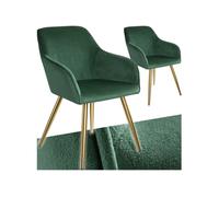 Chaise rembourrée aspect velours Lot de 2 vert foncé/or