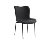 tectake® Chaise de Salle à Manger rembourrée, 54 x 62 x 90 cm, Tissu | Forme ergonomique, Dossier haut, Style scandinave, Pieds en acier élancés avec embouts protecteurs, Max. 120 kg, Noir/Noir