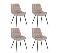 Chaise rembourrée en velours HOME DELUXE IKALO - Lot de 4 - Beige clair