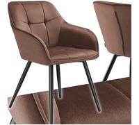 TecTake® Lot de 6 Chaises de Salle à Manger rembourrées Modernes Chaise Velours satiné Fauteuil Salon Chaise Scandinave Pieds en Acier Chaise pour Coiffeuse, Chambre, Coiffeuse, Salon, Dressing