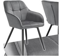 TecTake® Lot de 2 Chaises de Salle à Manger rembourrées Modernes Chaise Velours satiné Fauteuil Salon Chaise Scandinave Pieds en Acier Chaise pour Coiffeuse, Chambre, Coiffeuse, Salon, Dressing