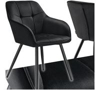 TecTake® Lot de 4 Chaises de Salle à Manger rembourrées Modernes Chaise Velours satiné Fauteuil Salon Chaise Scandinave Pieds en Acier Chaise pour Coiffeuse, Chambre, Coiffeuse, Salon, Dressing
