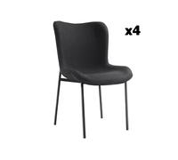 Chaise - TECTAKE - Lot de 4 fauteuils TESSA avec revêtement en tissu, ergonomique et rembouré, 54 x 62 x 90 cm - Noir/Noir