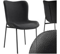 TecTake® Lot de 6 Chaises de Salle à Manger ergonomiques Design Chaise scandinave Confortable en Tissu, Pieds en Acier laqué Noir, Chaise Cosy pour Salon, Chambre, Chaise Coiffeuse, Chaise de Bureau