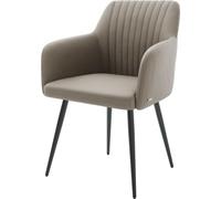 Chaise-rembourrée Greg-Flex 4 Pieds Coniques Noir Cuir de Vache Couleur Boue Ressorts ensachés