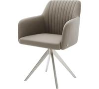 Chaise-rembourrée Greg-Flex Pied croisé Angulaire Acier Inoxydable brossé Cuir de Vache Couleur Boue Ressorts ensachés