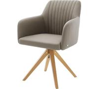Chaise-rembourrée Greg-Flex Pied en Bois Angulaire Naturel Cuir de Vache Couleur Boue Ressorts ensachés