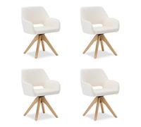 Chaise rembourrée tissu teddy blanc - 4 pièces