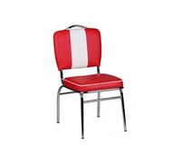 Chaise repas style diner 47x45x90 cm en PU rouge et blanc - LARA