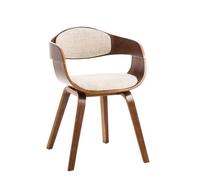CLP Chaise Design Retro Kingston Tissu I Chaise De Cuisine avec Accoudoirs I Siège Et Dossier Rembourrés I Chaise De Salle D'Attente Chic, Couleur:Noyer/crème