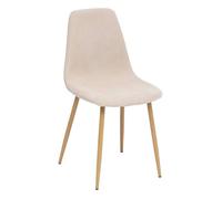 Atmosphera - Chaise Scandinave en Velours Côtelé Beige - L 45 x P 51 x H 87 cm, Pieds Effet Bois - pour Salle à Manger, Bureau, Salon