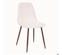 Atmosphera - Chaise - Bouclette - Pieds Imitation Noyer - Blanc