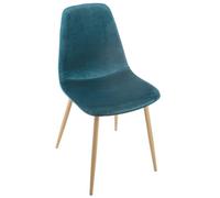 Atmosphera - Chaise en Velours Bleu Canard - Design Scandinave, Pieds Acier Effet Bois, 45 x 51 x 87 cm - pour Salle à Manger, Salon, Bureau