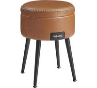 Chaise Ronde Avec Compartiment De Rangement, Pieds En Acier, Capacité De Charge 150 Kg, Brun Caramel