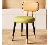 Chaise Ronde, Chaise De Salle À Manger Latérale Avec Cadre En Métal Stable | Tabouret De Coiffeuse Avec Dossier, Confortable, Rembourré, For Chambre À Coucher(Orange+Green)