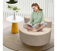 Chaise ronde surdimensionnée moderne de luxe, dossier incurvé, avec motif demi-lune et mousse haute densité pour salon, salon et salle de projection (couleur abricot)
