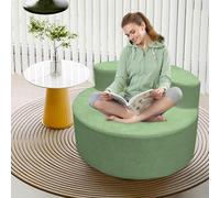 Chaise ronde surdimensionnée moderne de luxe, dossier incurvé, avec motif demi-lune et mousse haute densité pour salon, salon et salle de projection (vert clair)