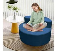 Chaise ronde surdimensionnée moderne de luxe, dossier incurvé, avec motif demi-lune et mousse haute densité pour salon, salon et salle de projection (bleu foncé)