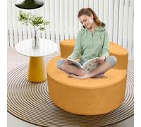 Chaise ronde surdimensionnée moderne de luxe, dossier incurvé, avec motif demi-lune et mousse haute densité pour salon, salon et salle de projection (jaune)