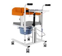 Chaise roulante hydraulique, transfert portable avec siège divisé à 180° et plateau de lit, capacité de 100 kg pour personnes âgées et handicapées