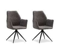 Chaise Salle à Manger Bureau Bistrot 2 Fauteuils Pivotant Tissu Gris Homestyle4u