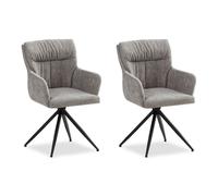 Chaise Salle à Manger Bureau Bistrot 2 Fauteuils Pivotant Tissu Gris Homestyle4u