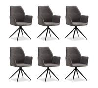 Chaise Salle à Manger Bureau Bistrot 6 Fauteuils Pivotant Tissu Gris Homestyle4u