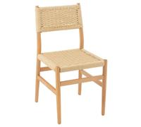 Chaise salle à manger en bois de hêtre et corde Naturel 50x46x87 cm
