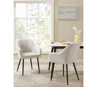 Chaise salle à manger en velours rembourrée avec accoudoirs beige