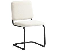 HOMCOM Chaise Salle à Manger, Chaise de Cuisine avec revêtement en Effet Laine boucleé, siège rembourré et Pieds en Acier pour Salon, Salle à Manger, Chambre à Coucher, crème