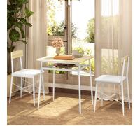 Chaise salle à manger lot de 2 - Table de cuisine encastrable - Rangement intégré - Métal & MDF - 70x70x75cm - Blanc chêne