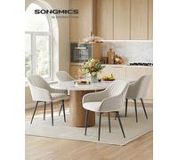 Chaise Salle À Manger, Lot De 4, Chaise De Cuisine, Fauteuil En Velours, Avec Accoudoirs, Charge Max. 120 Kg, Pieds En Métal, Pour Salle À Manger, Beige Cappuccino Et Noir D'encre