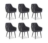 Chaise Salle à Manger Lot de 6 Velours Gris Design Moderne Chaises de Cuisine Chaises pas Cher Fauteuils Rembourrée