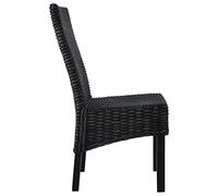 Chaise Salle à Manger Rotin Kubu et Bois Acajou 2 Pièces | Design simple, cadre robuste, assise rotin facile nettoyer, dossier haut, charge max 110 kg