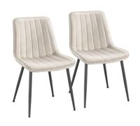 Chaise Salle à Manger - SONGMICS - Lot de 2 - Ergonomique - Pieds Métal - Beige Cappuccino et Noir