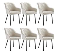 Chaise Salle à Manger - SONGMICS - Lot de 6 - Fauteuil en Velours - Blanc