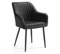 Chaise Salle à Manger - VASAGLE - Noir d'encre - Velours - Rembourrée - Accoudoirs