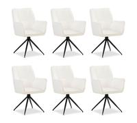 Chaise Salle Manger Bureau Bistrot 6 Fauteuils Pivotant Tissu Blanc Homestyle4u