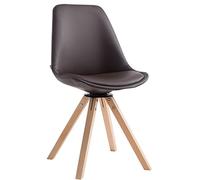 Chaise Scandinave Calais en Similicuir I Pieds Bois De Hêtre Carrés I Chaise Pivotante avec Dossier I Chaise Design Retro, Couleur:Marron, Couleur du Cadre:Natura