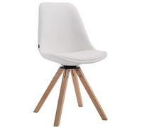 Chaise Scandinave Calais en Similicuir I Pieds Bois De Hêtre Carrés I Chaise Pivotante avec Dossier I Chaise Design Retro, Couleur:Blanc, Couleur du Cadre:Natura