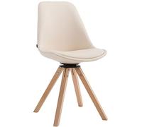 Chaise Scandinave Calais en Similicuir I Pieds Bois De Hêtre Carrés I Chaise Pivotante avec Dossier I Chaise Design Retro, Couleur:crème, Couleur du Cadre:Natura