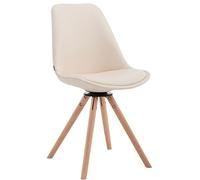 Chaise Scandinave Calais Similicuir Pieds Bois De Hêtre Ronds I Chaise Pivotante avec Dossier I Chaise Design Retro, Couleur:crème, Couleur du Cadre:Natura